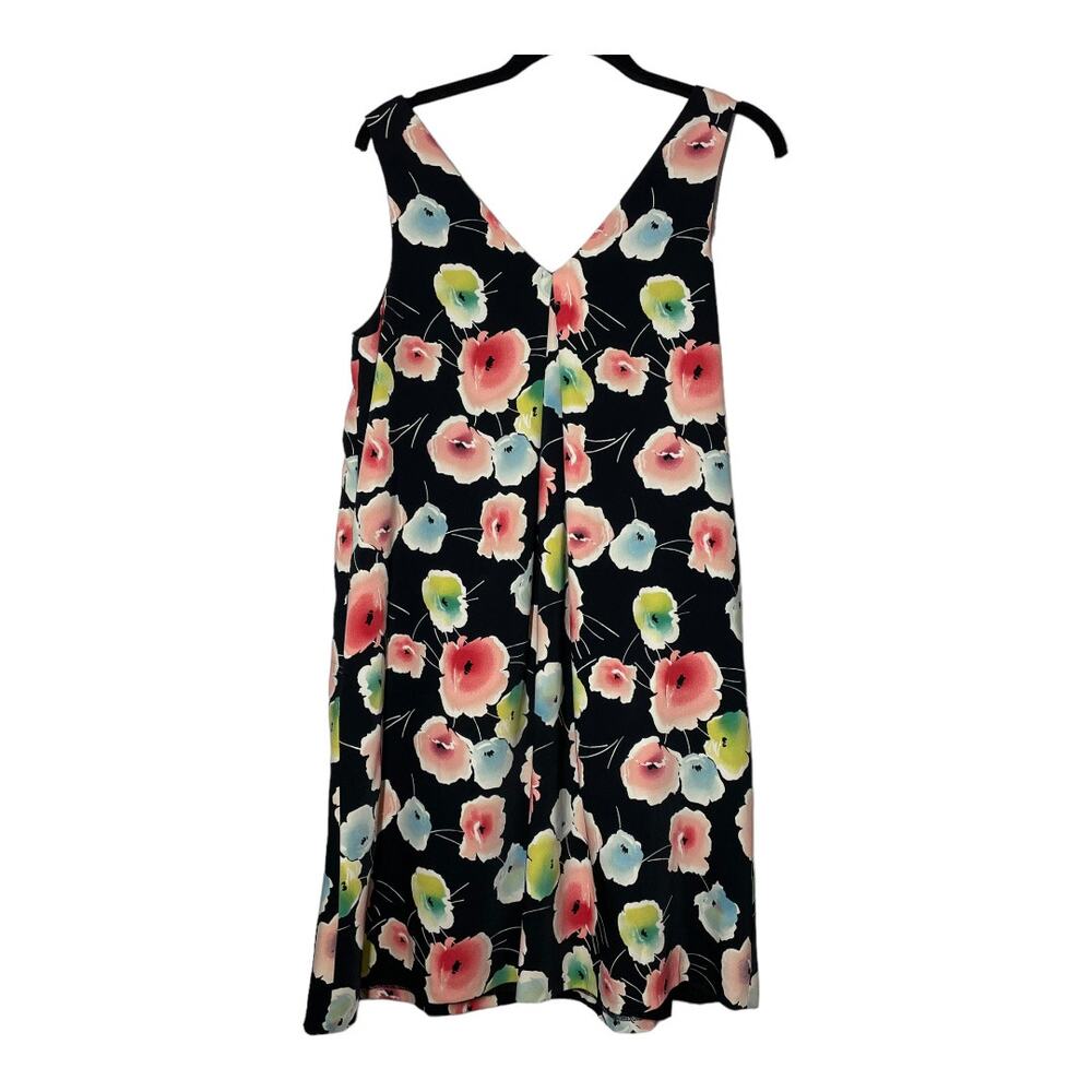 Lauren Ralph Lauren Black Dress Floral Spring Sleeveless V-neck 4  Knee Length